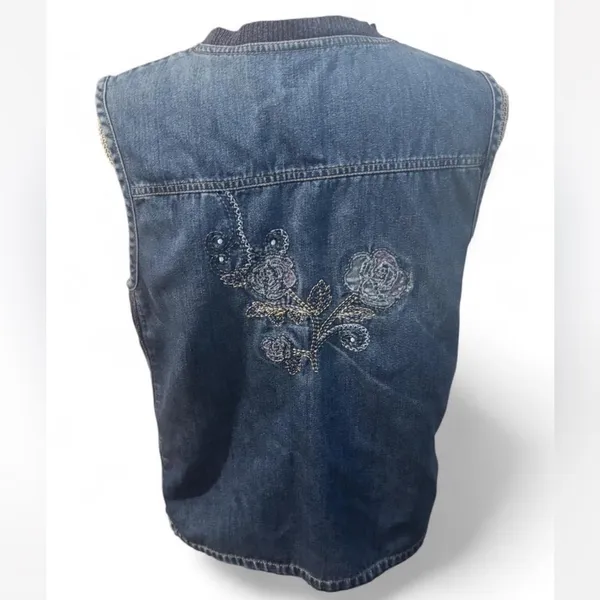 Embroidered Denim Vest Blue Size M - Image 4