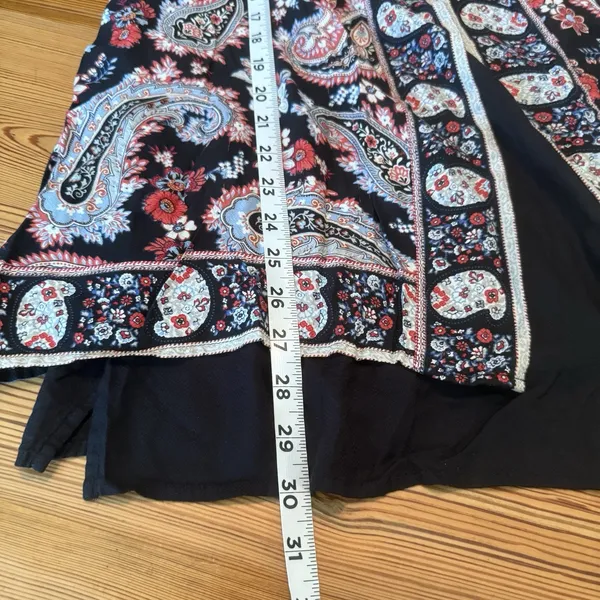 J. Jill Layered Tank‎ Top Sz MED PET Black Paisley Split Back Lined Tunic Flowy - Image 10