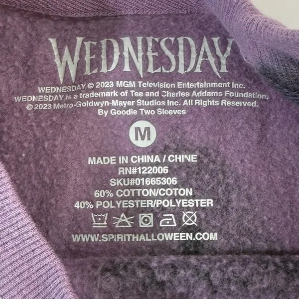 Goodie Two Sleeves Wednesday Nevermore Academy Tie‎ Dye Crewneck Sweatshirt Raven Gothic Medium - Image 4