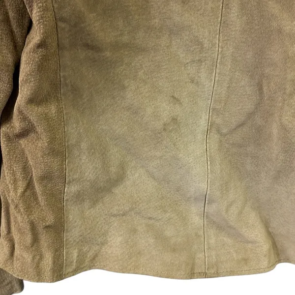 Vintage Suede Tan Open Front Pocket Jacket Puff Sleeve Womens Juniors 9 10 - Image 15
