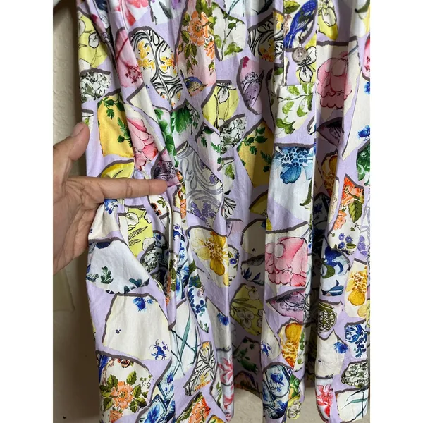 Anthropologie Pollie Short-Sleeve Swing Tunic Mini Dress Shattered Porcelain M - Image 6