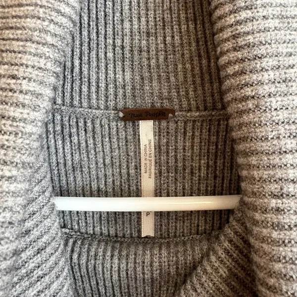Free People Afterglow Sweater Women S Gray Ribbed Oversized Mock Neck Turtleneck - Image 4