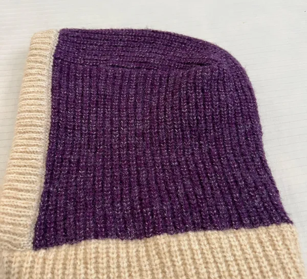 NWOT Purple Beige Button Balaclava Winter Knit Hoodie Hood Hat - Image 8