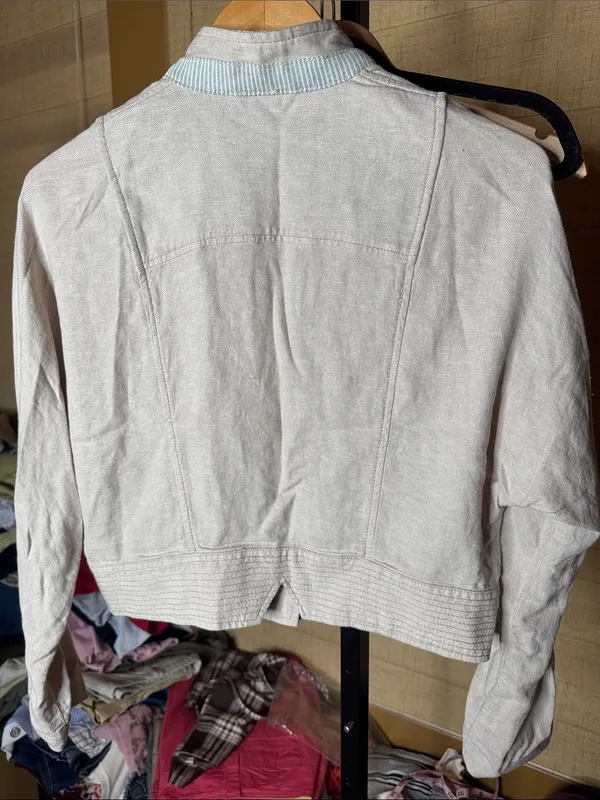 Free People Linen Blend Beige Utility Jacket Size XS - Image 8