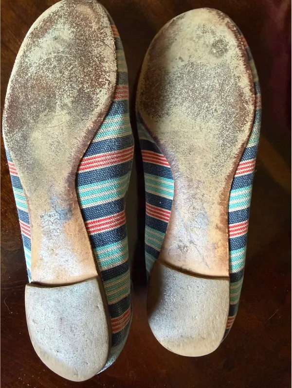 Tory Burch Striped Ballet Flats with Red Logo Accent - Image 2