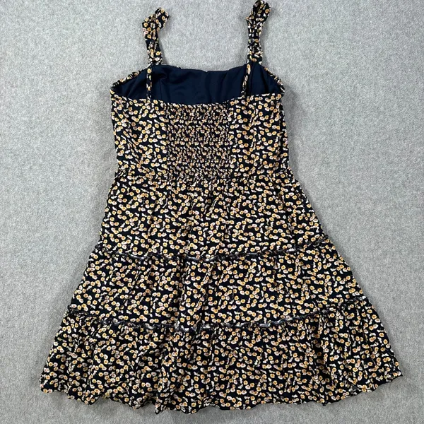 Row A Floral Mini Dress Size Small Navy Blue/Yellow Ruffle Tiered Sundress - Image 7