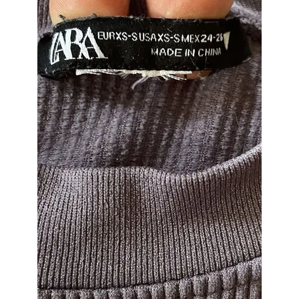 Zara Cropped Ribbed Tee For Girls Size XS - Image 2