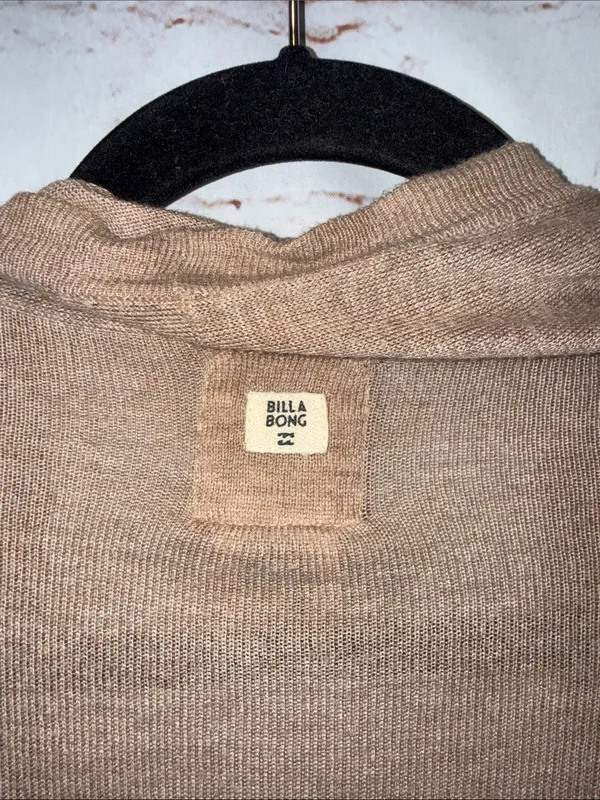 Billabong Lightweight Taupe Open-Front Cardigan pockets medium - Image 6