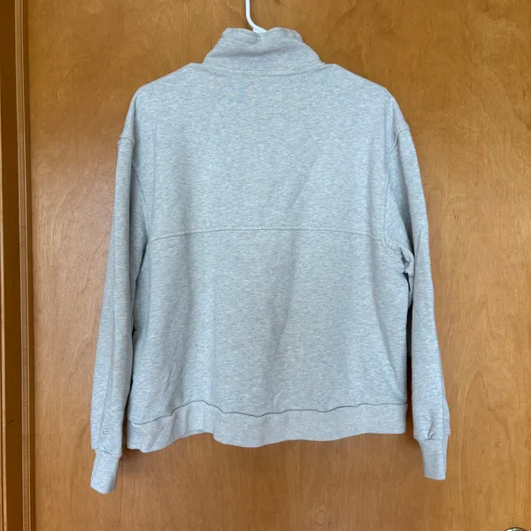 Everlane Quarter Zip Sweatshirt Women‎ XL Gray Organic Cotton French Terry - Image 2