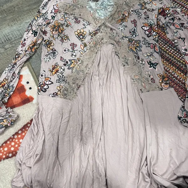 Gypsies & Moondust Pink Retro Floral‎ Lace Peek A Boo Flowy Mini Dress L - Image 7
