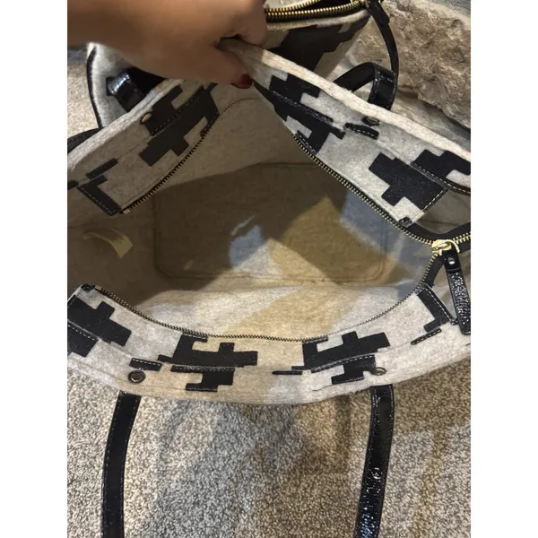Kate Spade Telltale Twinkle‎ Tote Set Black Sparkle Cream Wool Houndstooth - Image 10
