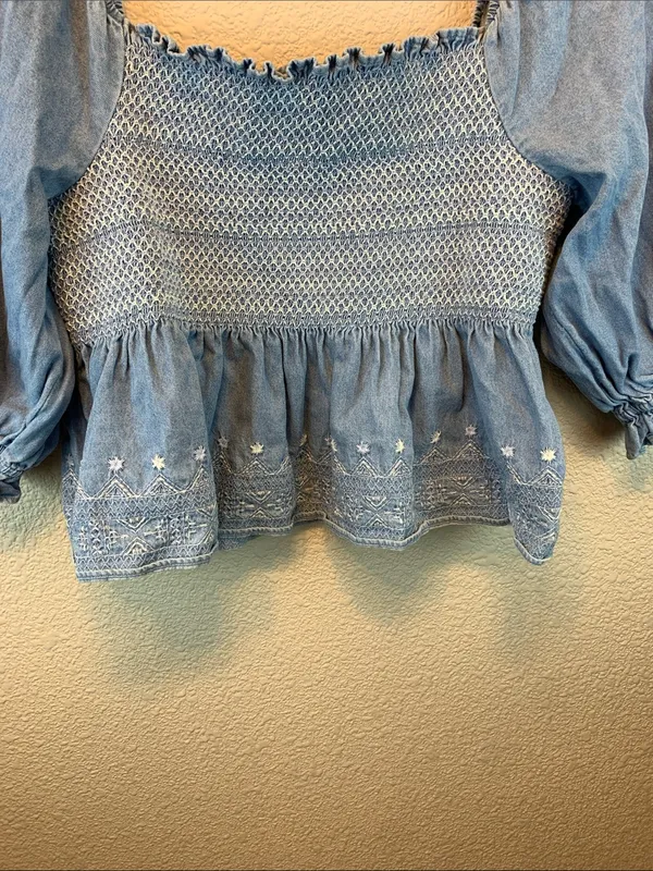 American Eagle pheasant top sz L western country festival preppy embroidered - Image 4