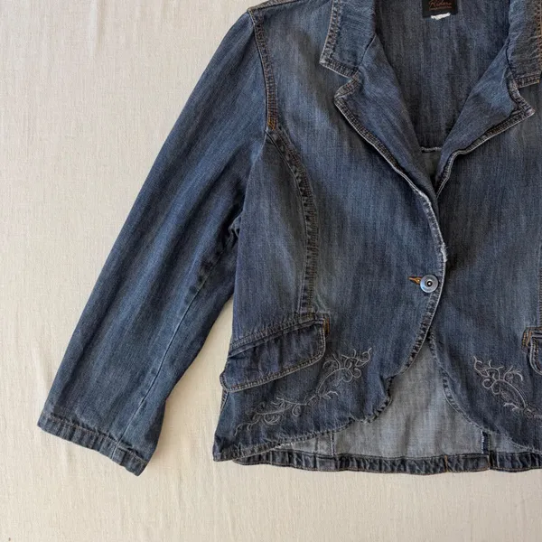 Riders Copper Collection XL Y2K Embroidered Denim Blazer Western Boho - Image 13