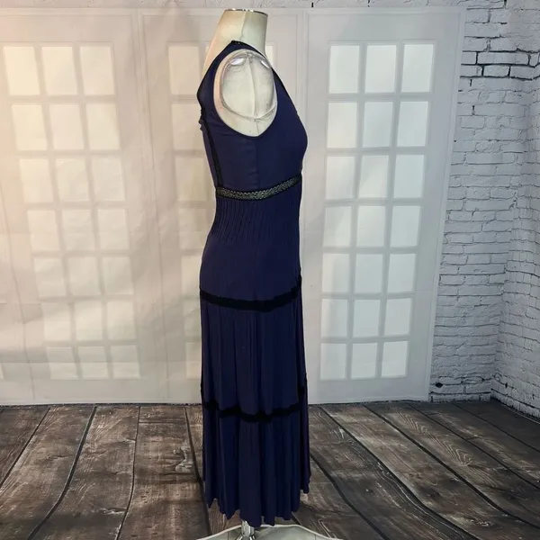 Ella moss purple black lace ankle length maxi dress size small - Image 6