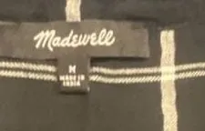 Madewell Women's Black and White Windowpane Print Collarless Button-Front Shirtd - Image 3