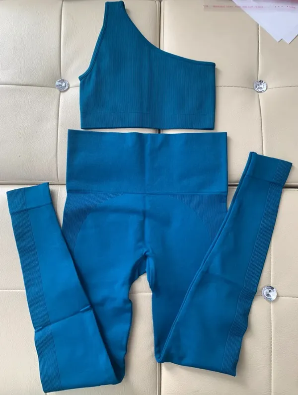 Set Active Leggings & Matching One Shoulder Bra - Image 2