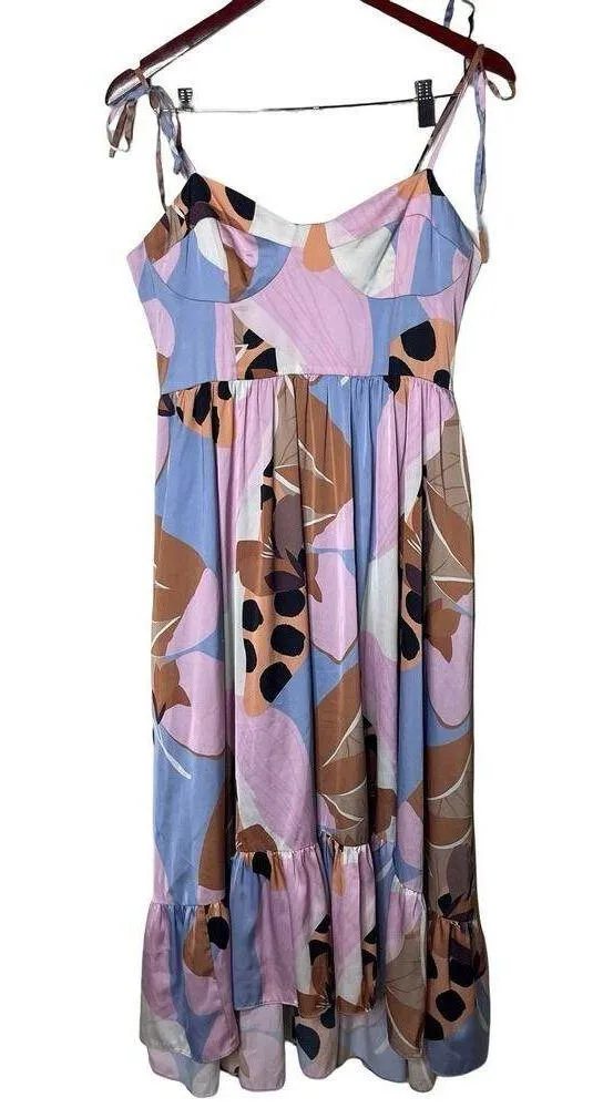 Hutch Arielle Maxi Spaghetti Strap Dress in Peri Floral Geo pink blue sz 8 - Image 2