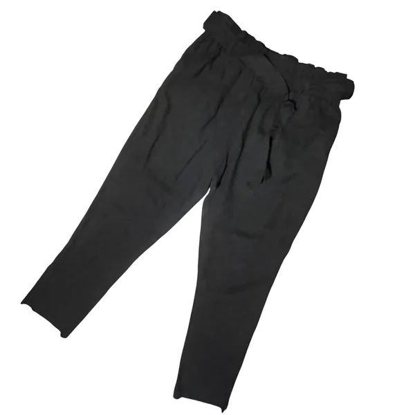Active USA Black Paperbag Waist‎ High Rise Tapered Leg Tie Belt Pants Medium - Image 2