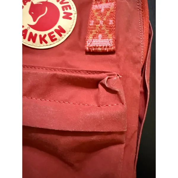 Fjallraven Kanken Mini Backpack Red Patterned Straps Small Daypack - Image 2