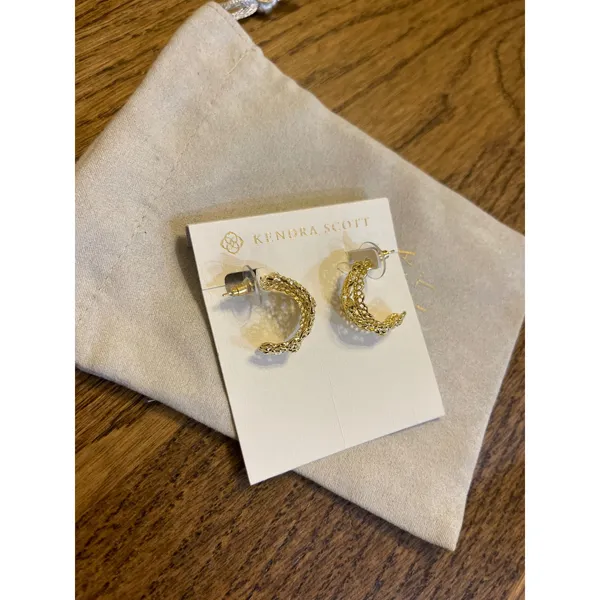 Kendra Scott Krista Lace Huggie Earrings Gold Tone NWT 9608873774 - Image 3
