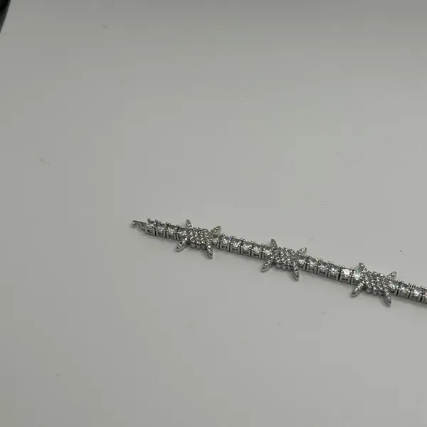 Mens Moissanite Barbwire Tennis Bracelet 8 Inch Real Silver Iced Plated Bold - Image 2
