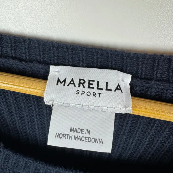 Marella Sport Striped Cotton Knit Sweater Large Navy Nautical Coastal Pullover‎ - Image 4