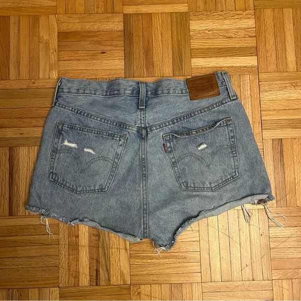 Levi's Blue Distressed Jean Shorts 29 - Image 2