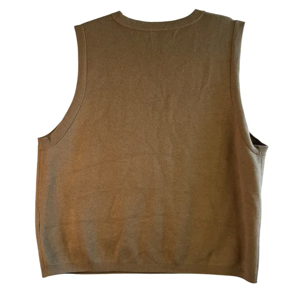 J Crew Sleeveless‎ Sweater Tank Camel Knit Crew Neck Preppy Classic XL Old Money - Image 2