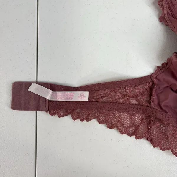 PINK Victoria's Secret L Large‎ Bra Lace Bralette Halter Wireless Mauve Pink - Image 11
