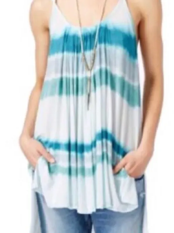 Free People We The Free + Teal and White Striped Swing Dress/Top - Image 5