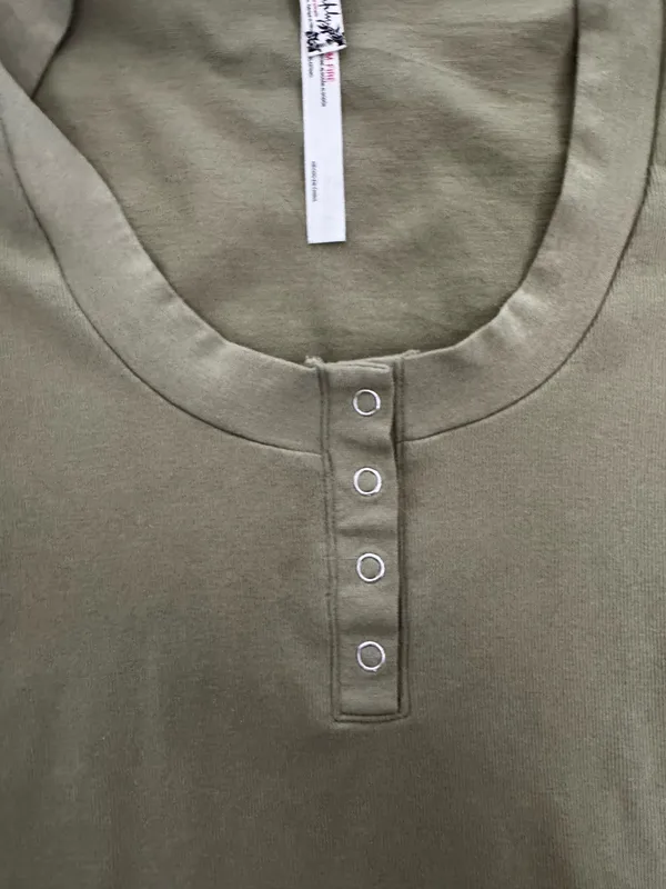 Olive Green Free People Henley - Image 3