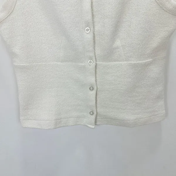 Madewell Split Crewneck Cardigan Tank Lighthouse Beige Knit Vest Cropped S NWT - Image 10