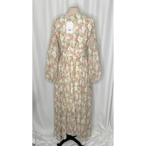 NWT IVY CITY CO Bree Floral Dress Midi Maxi Lace Trims Feminine Romantic Large - Image 8