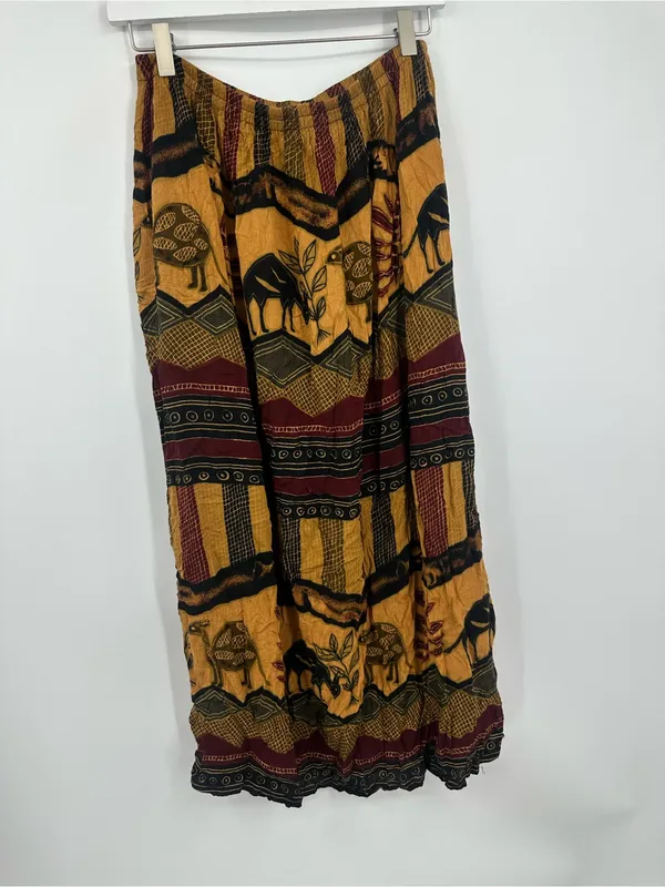 American Vintage Vintage Y2K African Animal Maxi Skirt Size Large Boho Whimsical Flowy - Image 2