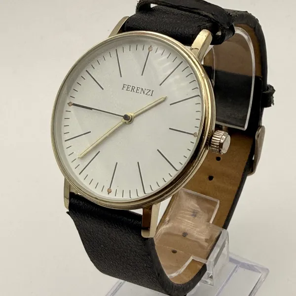 Elegant Ferenzi Marciano Gold Tone & Black Analog Watch Working New Battery - Image 2