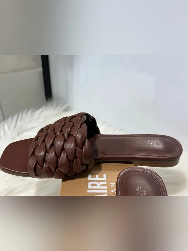 Cushionaire Aramis Brown Woven Slide Sandals - Size 9.5M - Good Condition - Image 5
