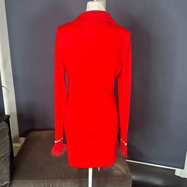 Women’s Red Double-Breasted Long Sleeve Jacket Dress **Size M Runs SMALL NWOT - Image 4