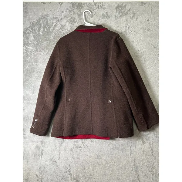 J.Jill Reversible Wool Alpaca Blend Jacket Cottagecore Equestrian Heritage Large Brown - Image 10