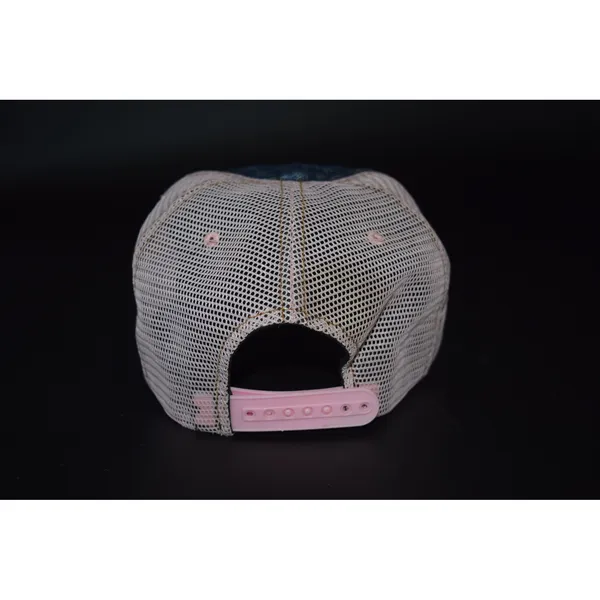 Von Dutch Trucker Hat Women OS Blue Pink Excellent Denim Mesh Y2K Snapback Cap - Image 5