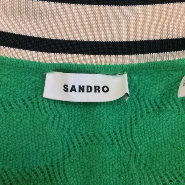 Sandro pointelle-knit sweater deep v neck green 0 - Image 6