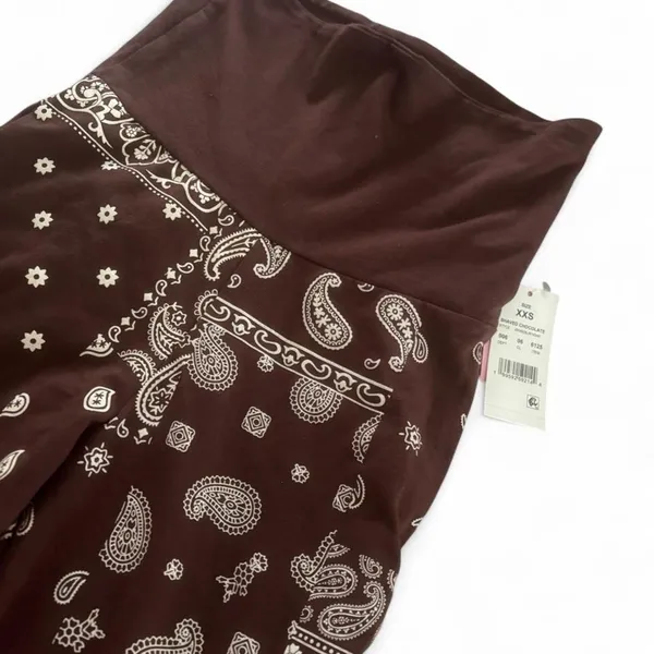 Brown Bandana Paisley Flare Leggings XXS NWT - Image 5