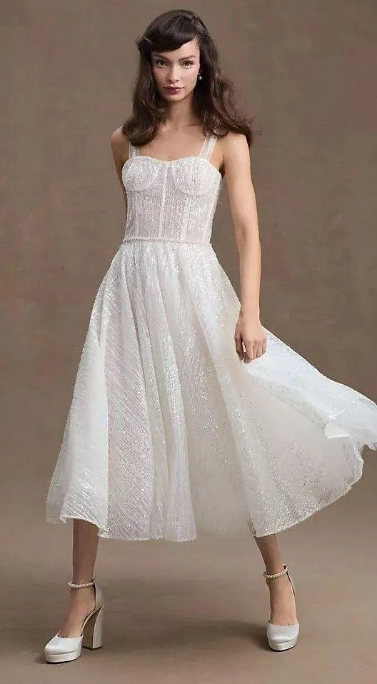 Bronx and Banco NWT Mademoiselle Bridal Midi Dress in White. - Image 12