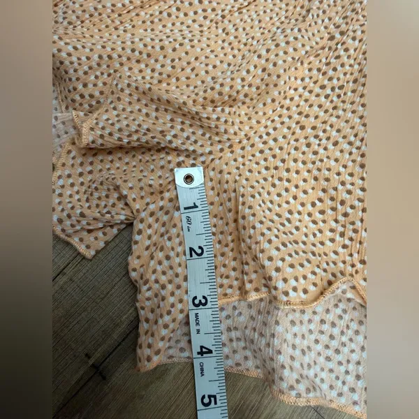 Aerie peach smocked high‎ waist flowy shorts polka dot cotton viscose S - Image 6