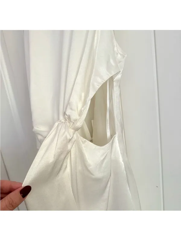 NWT For Love and Lemons Lucy White Satin Open Back Mini Dress size M - Image 9