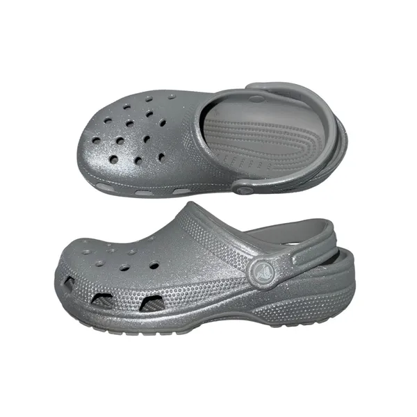 Crocs Classic Silver Glitter Clogs Slip On Rubber - Image 5