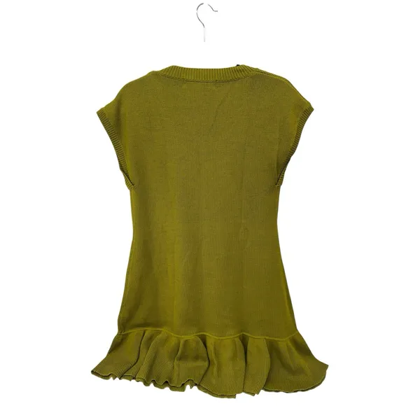 Sparrow Anthropologie Short Sleeve Sz Large Sweater Dress Chartreuse Olive Green - Image 2