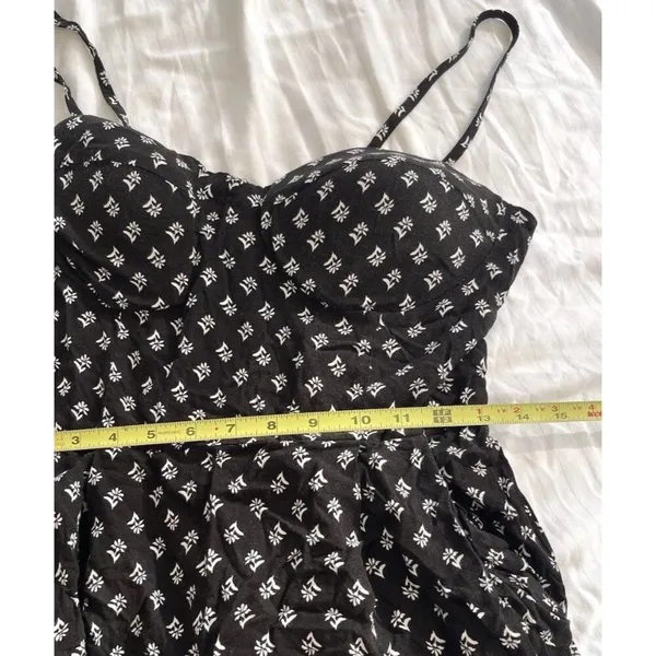 AUW As U Wish Babydoll Smocked Floral Black White Midi Dress Size XL Jumpsuit - Image 6
