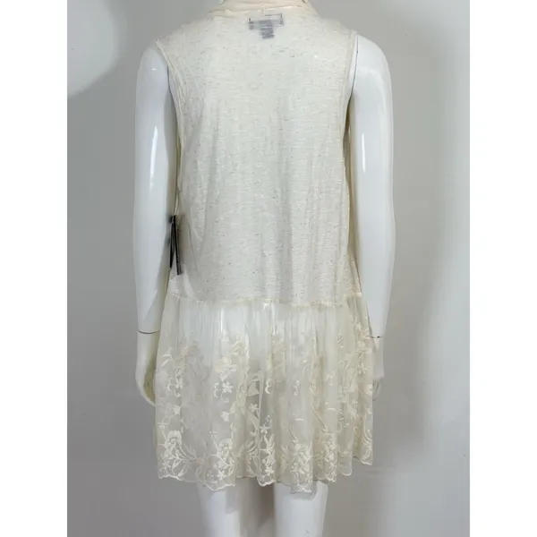 Long Vest Duster Women L Ivory Ethereal Boho Cottagecore Festival Layering NWT - Image 5