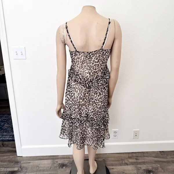 [Victoria's Secret] Leopard Print Ruffle Hem Slip Dress V-Neck Y2K Size Medium M - Image 3