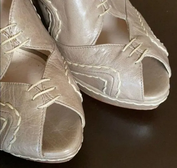 Prada Beige Platform Peeptoe Sandals - Image 4